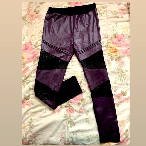 Stylish Purple Faux Leather Leggings - Women’s Medium - Picture 2 of 4